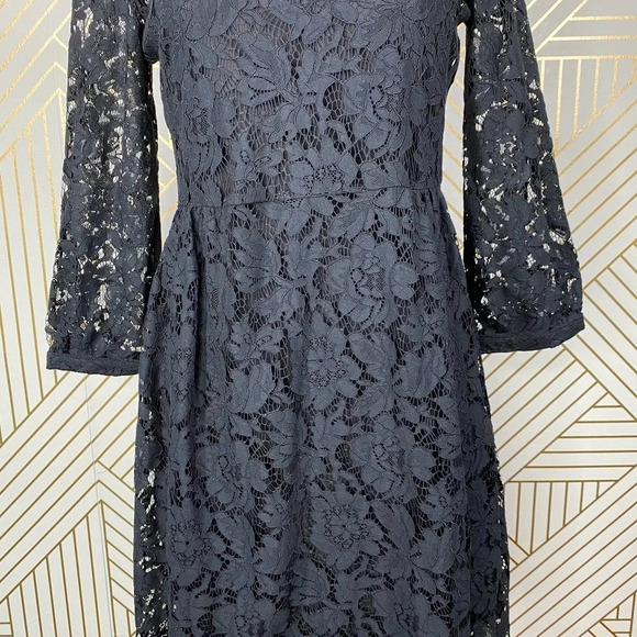 Anthropologie Mare Mare Persephone Dress 3/4 Sleeve Lace Black Size Small Petite - Picture 5 of 12